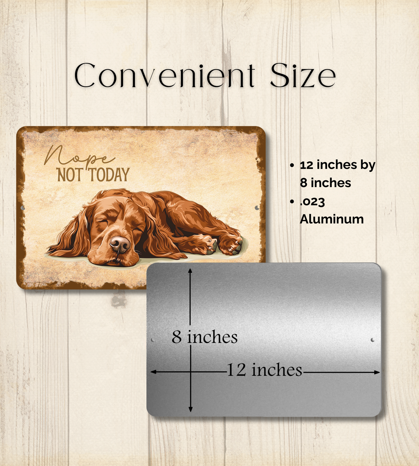 Irish Setter Sign Nope Not Today Funny Dog metal tin wall art
