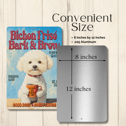 Bichon Frise Coffee Bar Sign Bark and Brew Dog Metal Tin