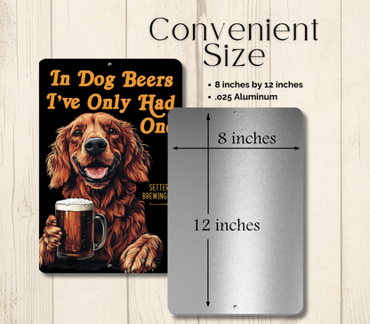 Irish Setter Sign In Dog Beers funny man cave bar metal tin