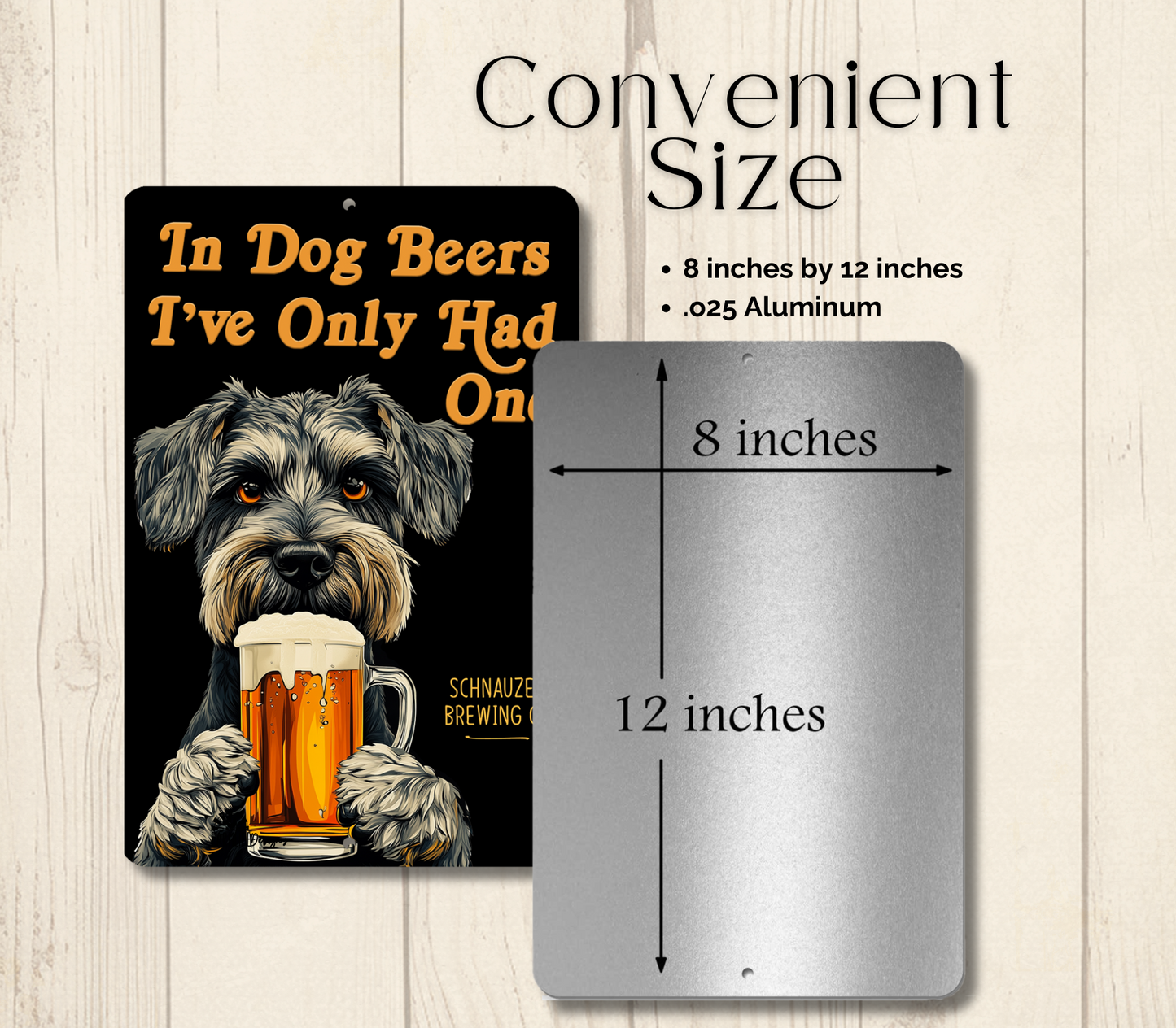 Schnauzer Sign In Dog Beers funny man cave bar metal tin