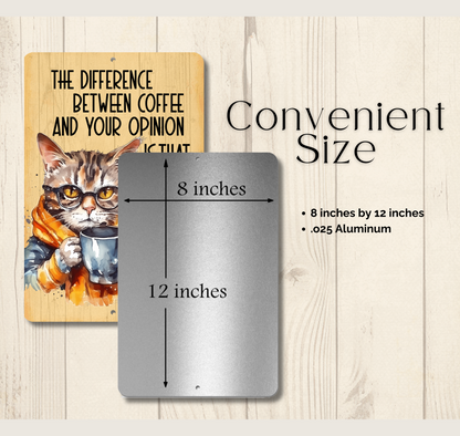 Cat SIgn, The Difference Between Your Opinion and Coffee metal tin