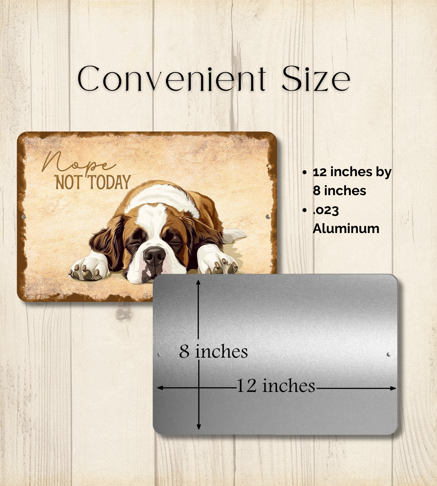 Saint Bernard Sign Nope Not Today Funny St Dog metal tin wall art