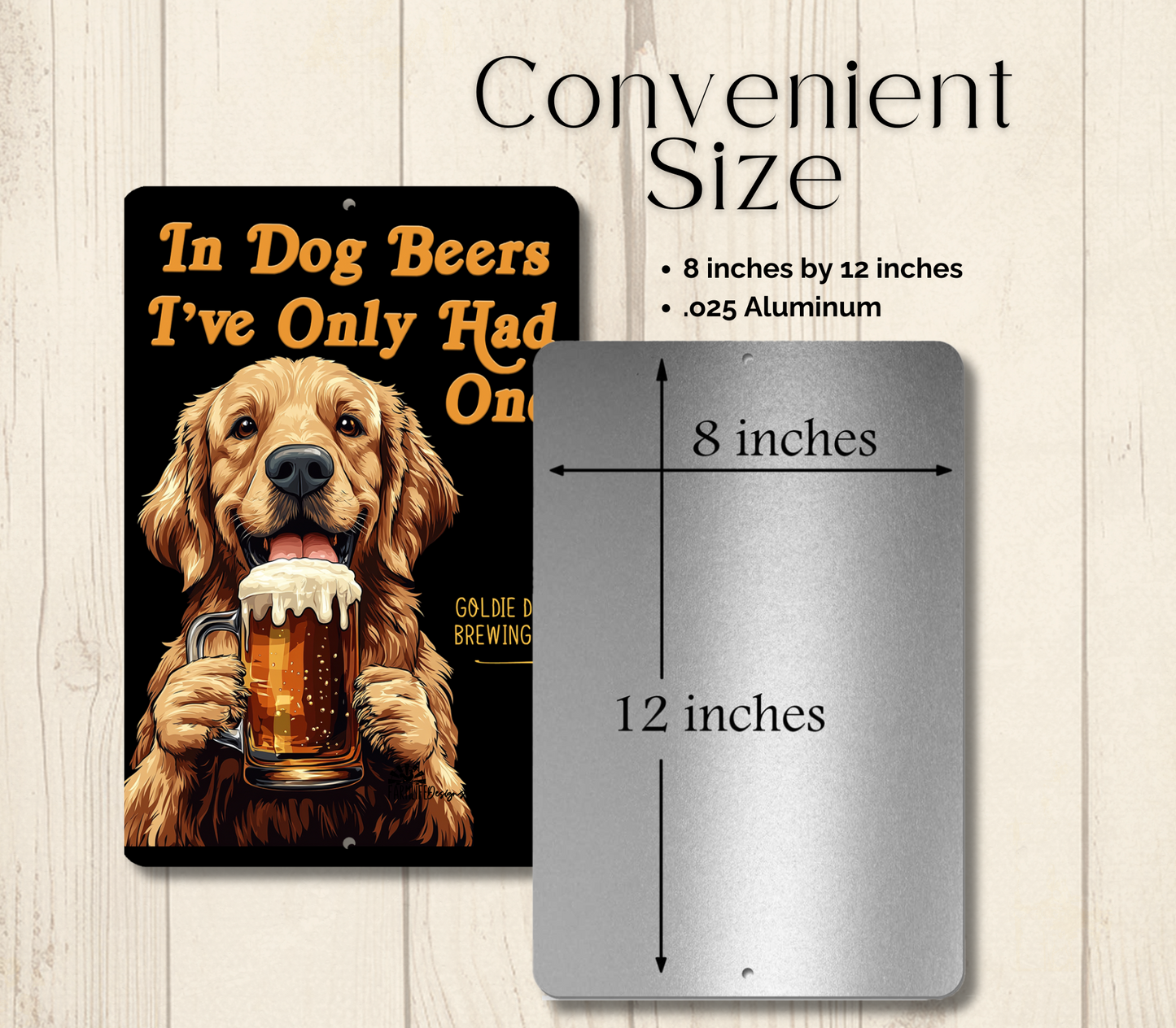 Golden Retriever Sign In Dog Beers funny man cave bar metal tin