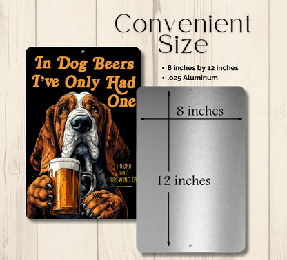 Basset Hound Sign In Dog Beers funny man cave bar metal tin