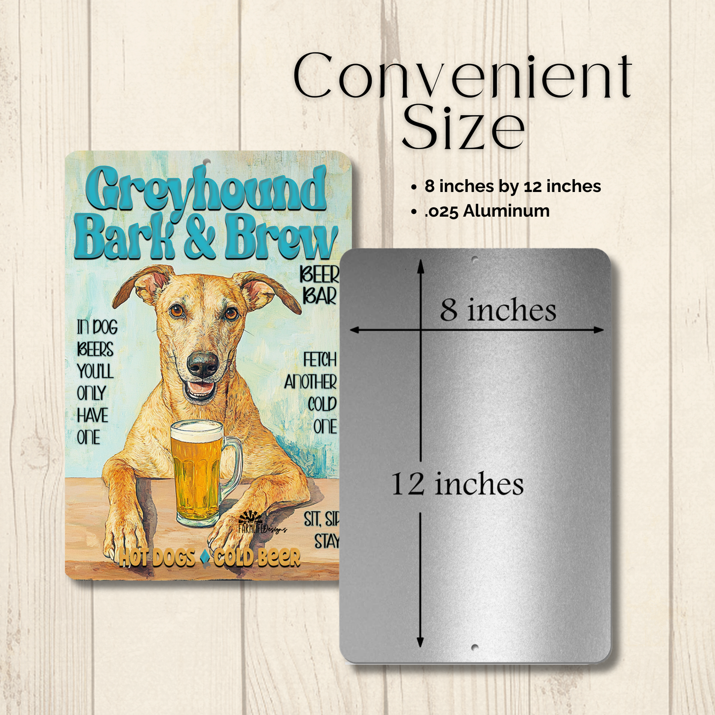 Greyhound Coffee Bar Sign Bark and Brew Dog Metal Tin