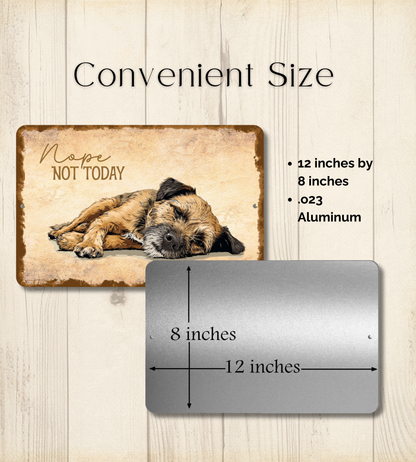 Border Terrier Sign Nope Not Today Funny Dog metal tin wall art