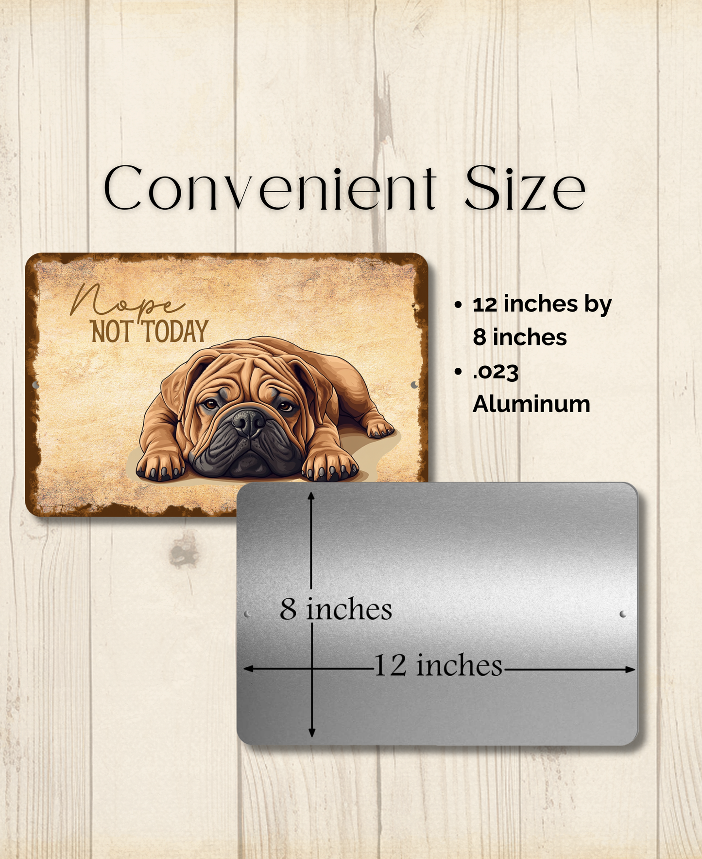 Shar Pei Sign Nope Not Today Funny Dog metal tin wall art