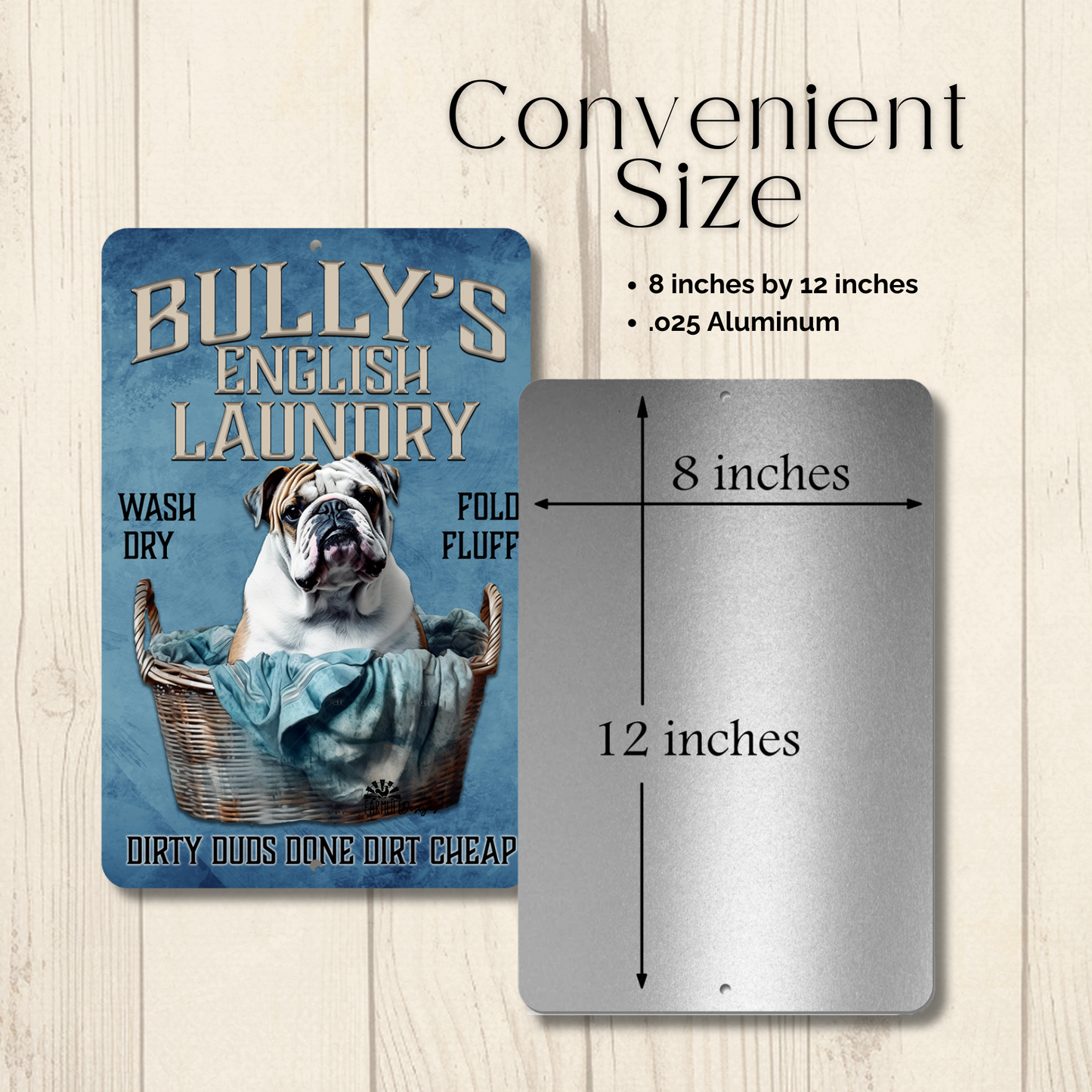 English Bulldog Laundry Room Sign Bully metal tin bull dog decor