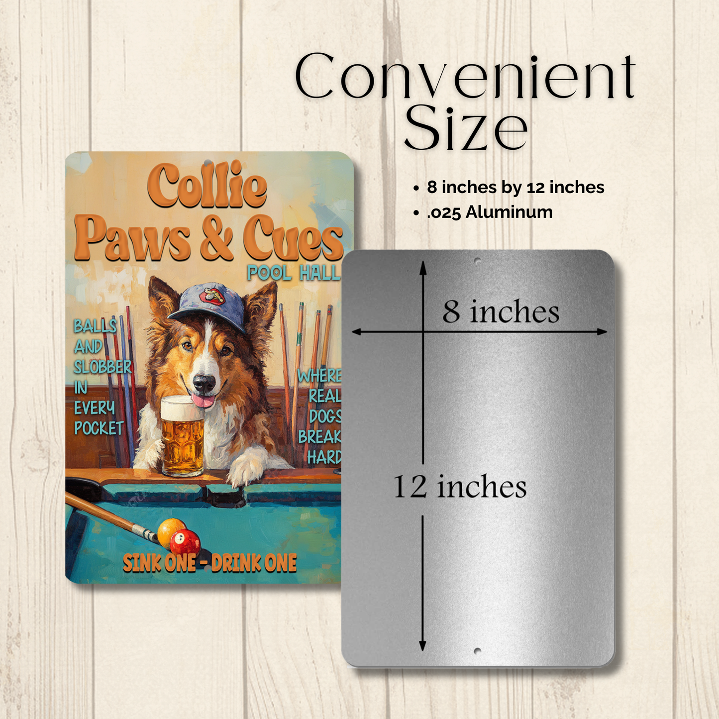 Collie Beer Sports Bar Sign Paws & Cues Dog Metal Tin