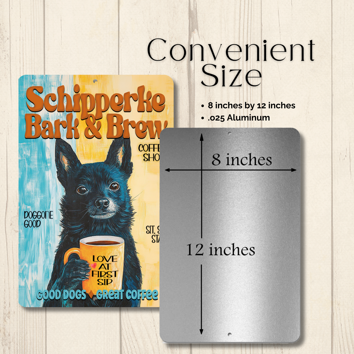 Schipperke Coffee Bar Sign Bark and Brew Dog Metal Tin