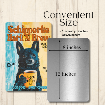 Schipperke Coffee Bar Sign Bark and Brew Dog Metal Tin