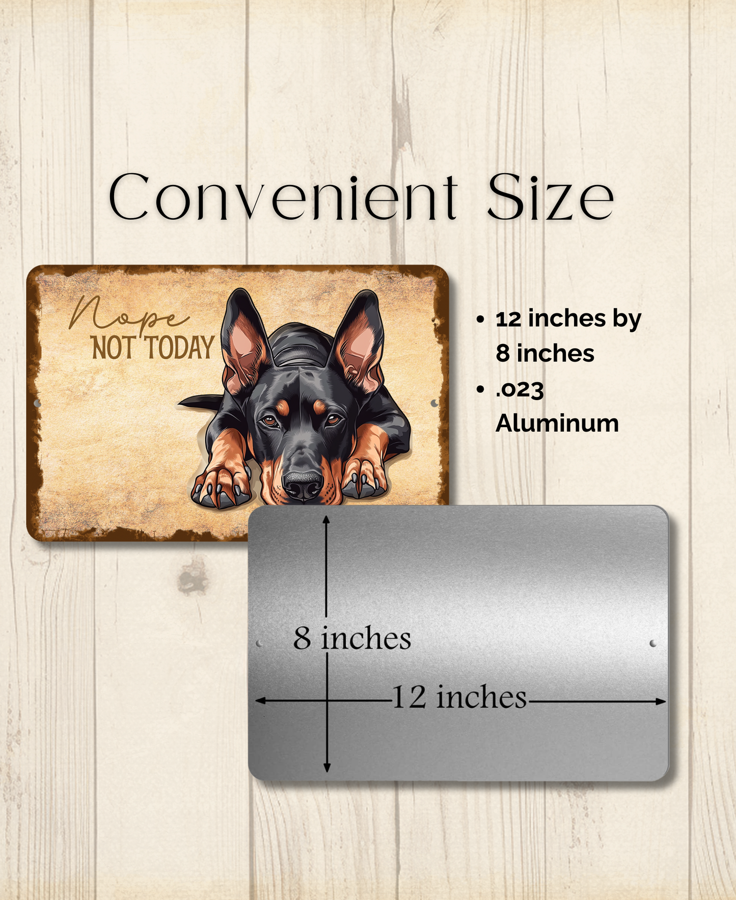 Doberman Sign Nope Not Today Funny Dog metal tin wall art