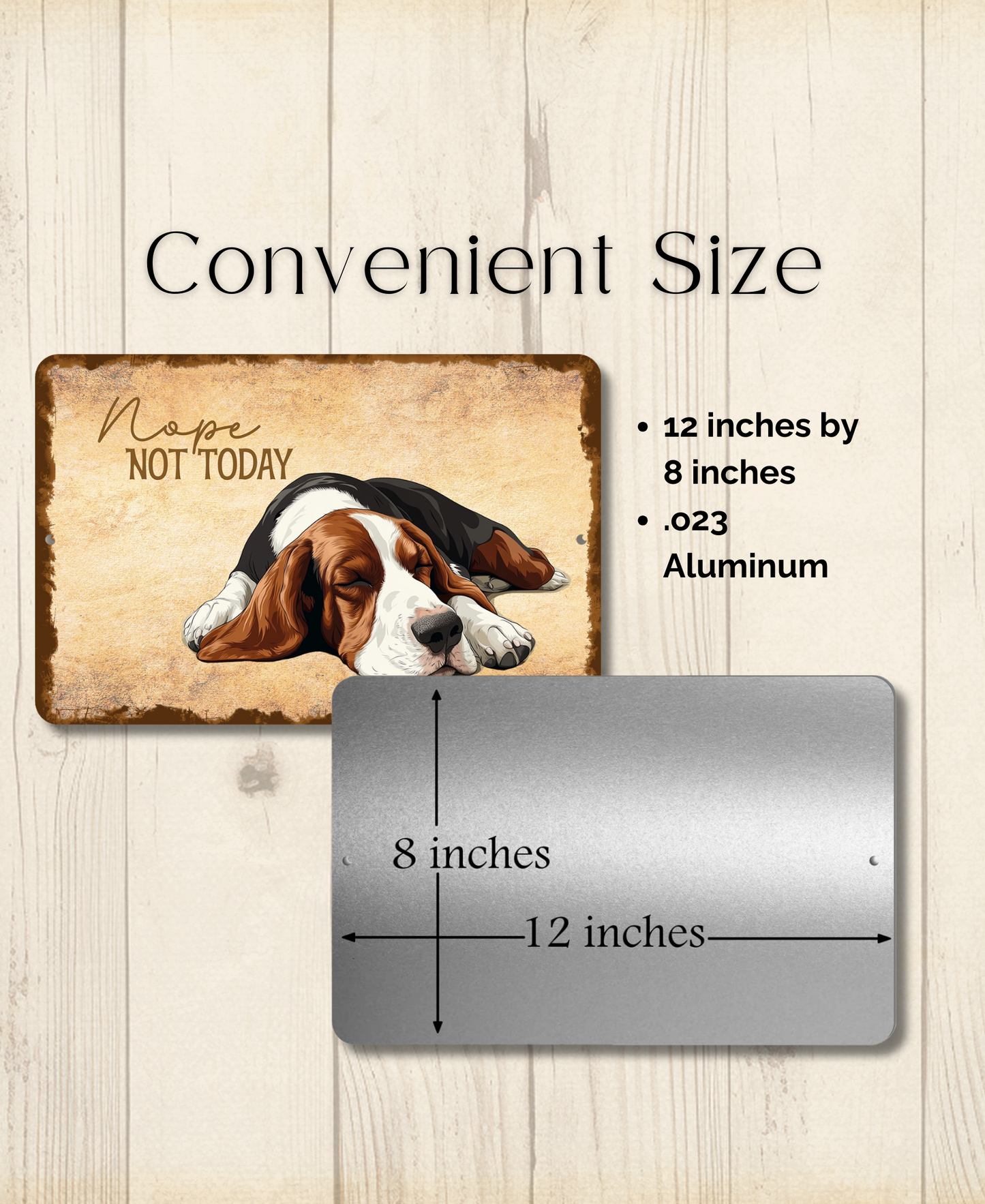 Basset Hound Sign Nope Not Today Funny Dog metal tin wall art