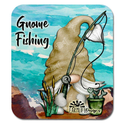 Gnome Fishing Magnet -  4x4.5 great for gnomie lover who fishes