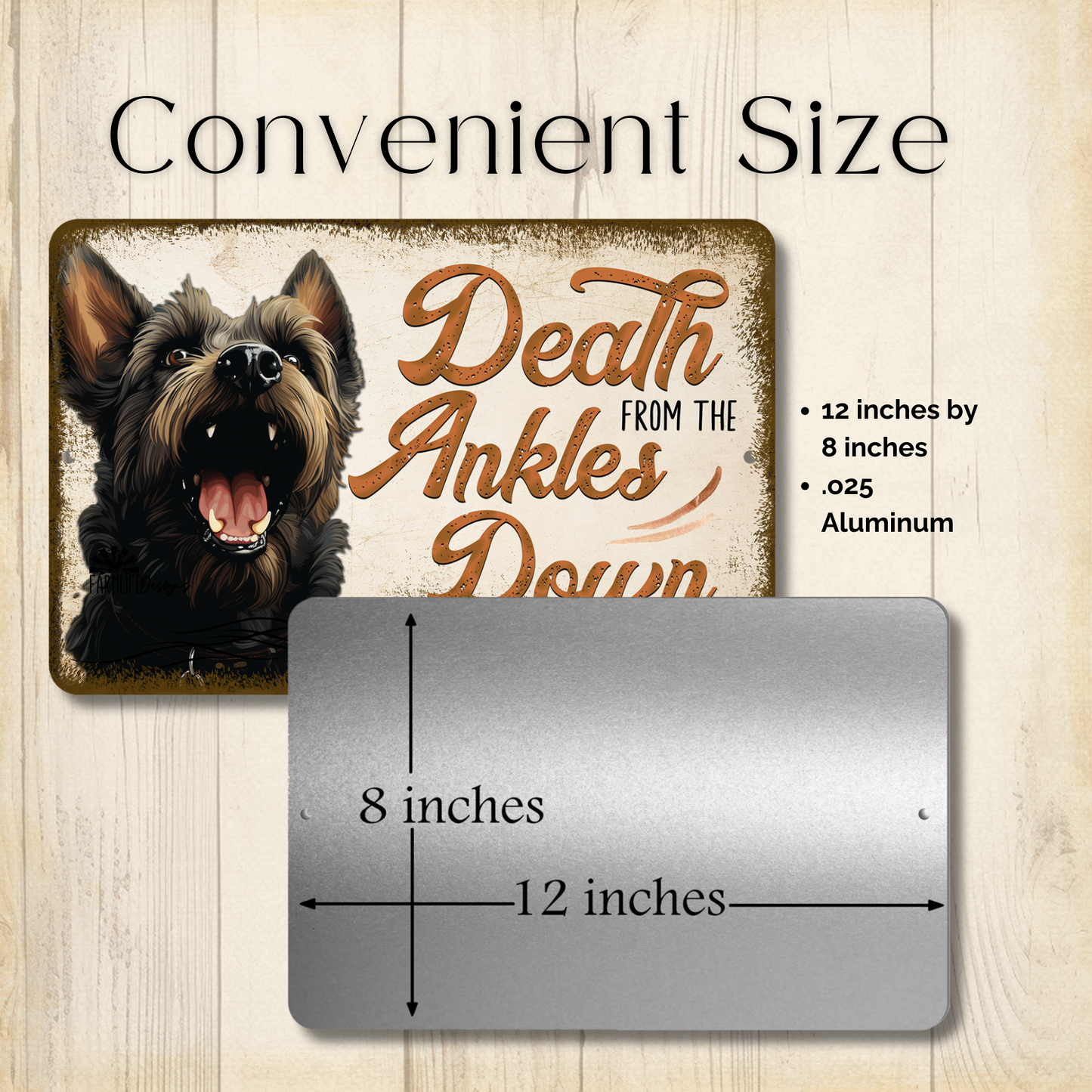 Scottish Terrier Sign Death from the Ankles Down Dog Metal Tin