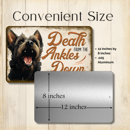 Scottish Terrier Sign Death from the Ankles Down Dog Metal Tin