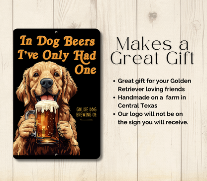 Golden Retriever Sign In Dog Beers funny man cave bar metal tin