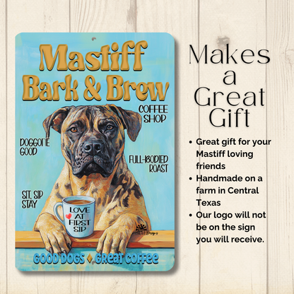 Mastiff Coffee Bar Sign Bark and Brew Dog Metal Tin