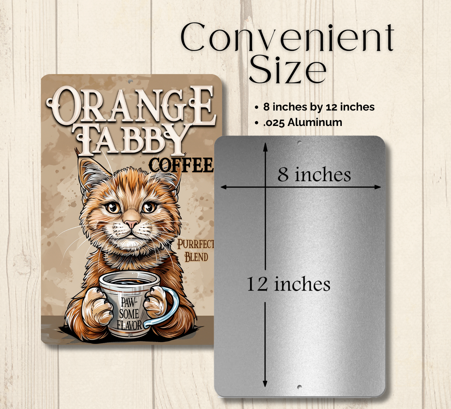 Cat Sign, Orange Tabby Kitty Coffee metal tin