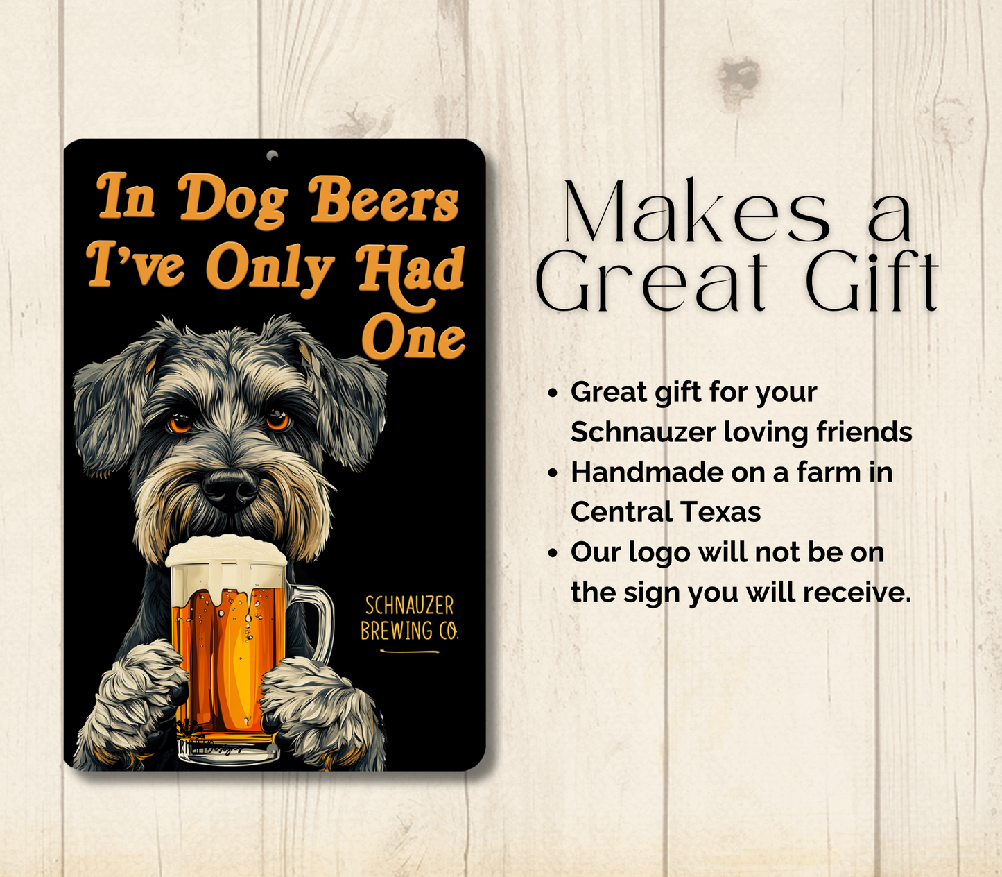 Schnauzer Sign In Dog Beers funny man cave bar metal tin