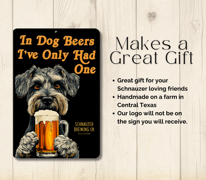 Schnauzer Sign In Dog Beers funny man cave bar metal tin