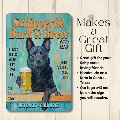 Schipperke Beer Bar Sign Bark and Brew Dog Metal Tin