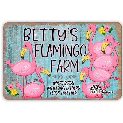 Personalized Flamingo Sign - With Your Name 12"x8" Aluminum