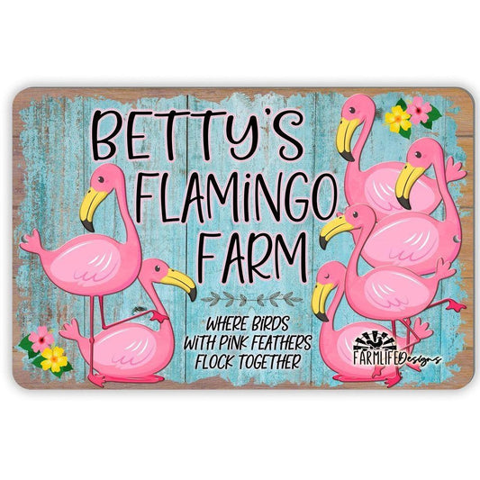 Personalized Flamingo Sign - With Your Name 12"x8" Aluminum