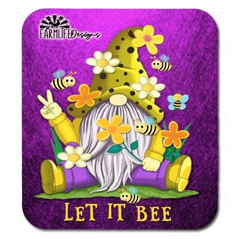 Gnome Magnet - Let It Bee Gnome with bees and flowers - Aluminum