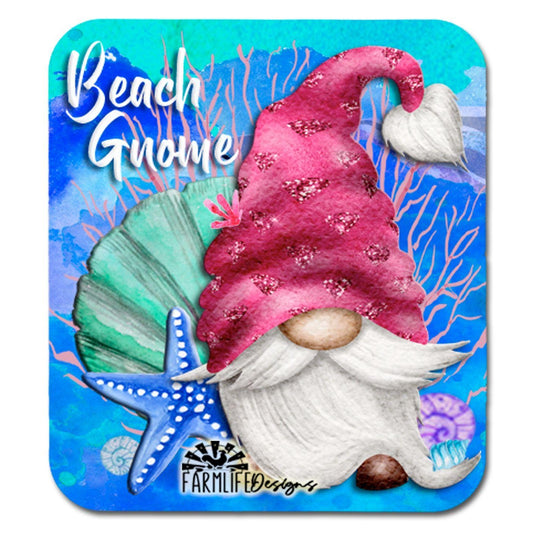 Gnome Magnet - Beach, sea shells and starfish 4x4.5" aluminum