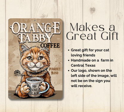 Cat Sign, Orange Tabby Kitty Coffee metal tin