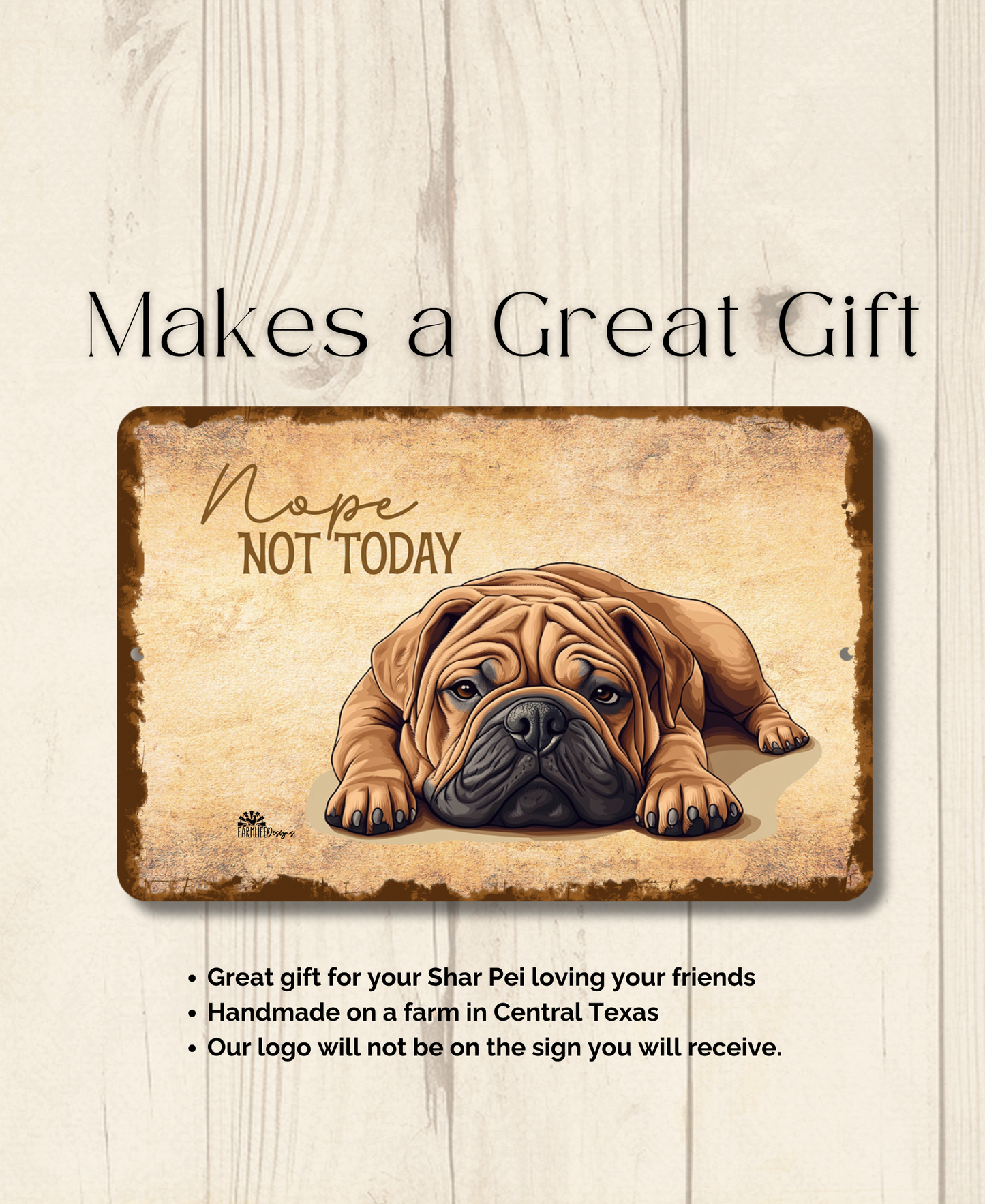 Husky Sign Nope Not Today Funny Dog metal tin wall art