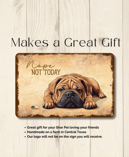 Husky Sign Nope Not Today Funny Dog metal tin wall art