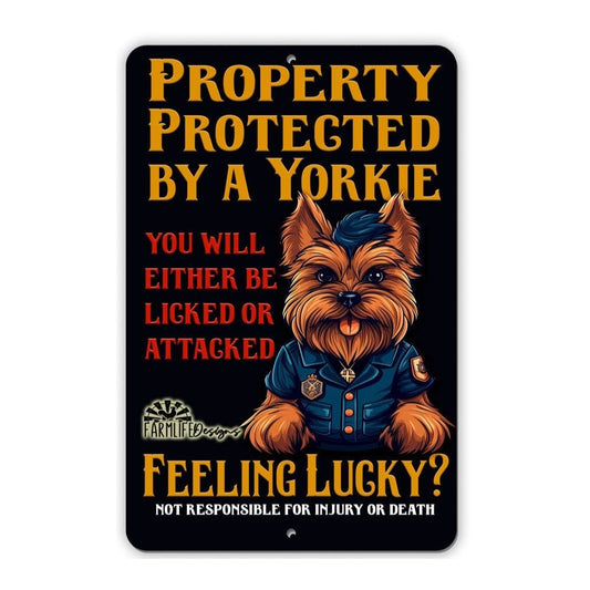 Yorkshire Terrier Security Sign 8"x12" Funny Handmade Yorkshire Terrier Dog Sign