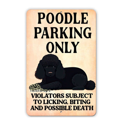 Black Poodle Parking Sign 8"x12" Funny Indoor Outdoor Dog Sign