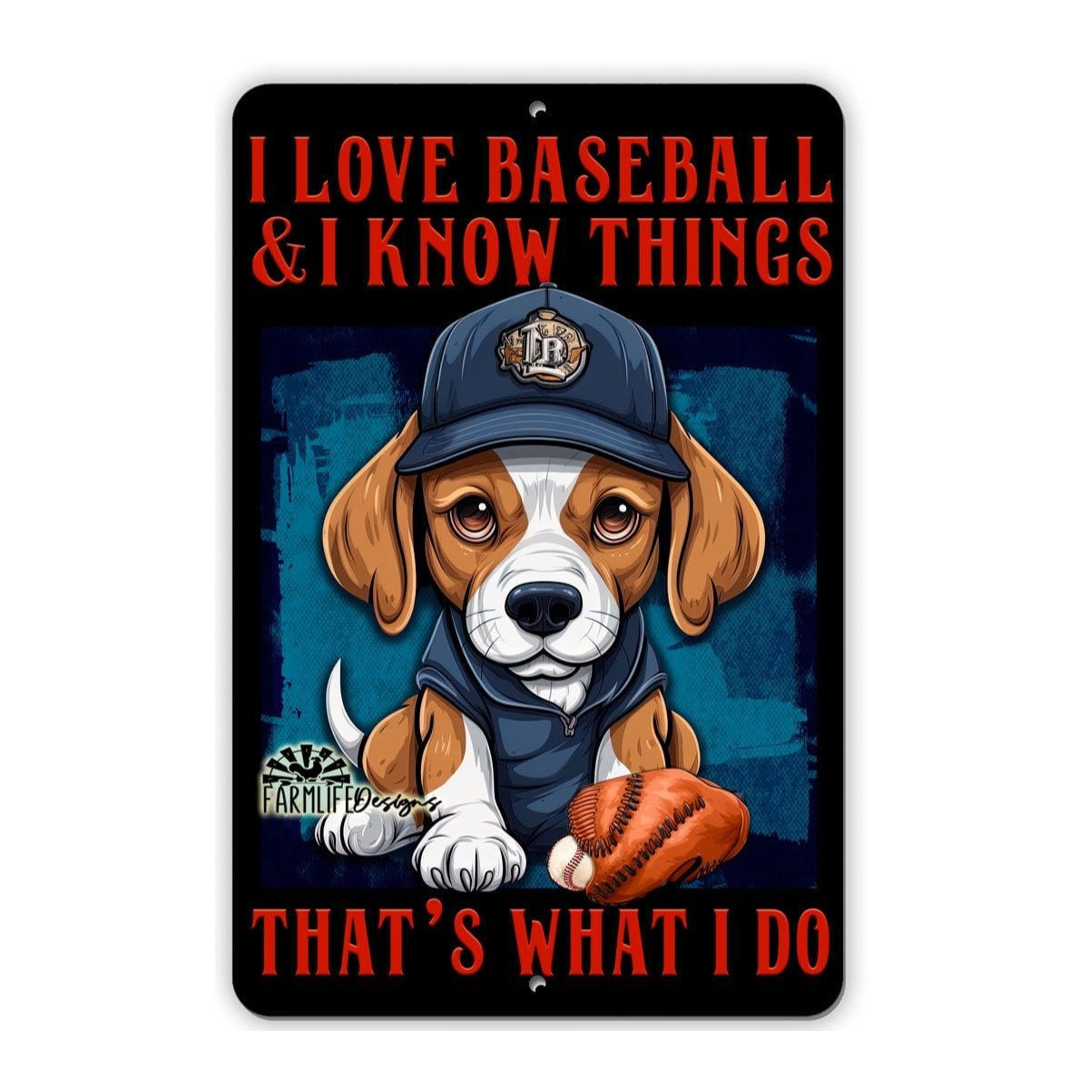 Beagle Baseball Sign 8"x12" Funny Handmade Dog Sign