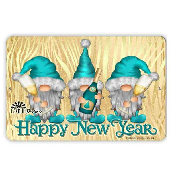 Happy New Year Gnomes, gnomies, champagne gnomes, gnome lovers gift, gnome decor