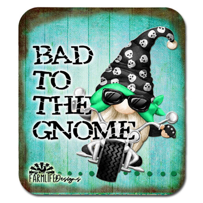 Biker Gnome | Bad to the Gnome | Gnome Riding Motorcycle  - teal  | 4"x4.5" aluminum magnet | gnomes