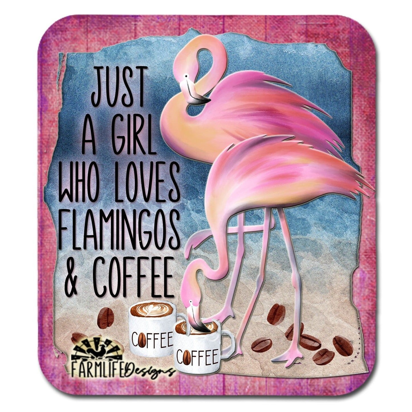 Flamingo Magnet, Just a Girl who Loves Flamingos and Coffee, 4x4.5", Pink Flamingos magnet, flamingo decor, flamingo kitchen decor