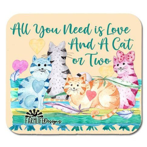 Cat Magnet - All You Need is Love and A Cat or Two - aluminum