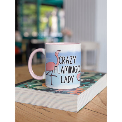 Personalized Crazy Flamingo Lady Ceramic Coffee Mug, your name mug, personalized mug, Flamingo lover mug, flamingo lady gift, flamingo mug