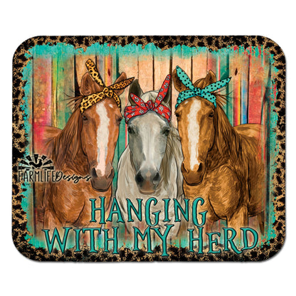 Horse Lover Mousepad, three horses wearing bandanas, Hanging with My Herd mouse pad