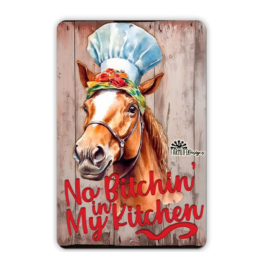 Horse Sign - Horse Chef - No Bitchin in My Kitchen - horse cooking, kitchen sign