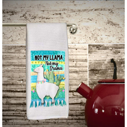 Llama dish towel, tea towel, Not My Llama, Not My Drama