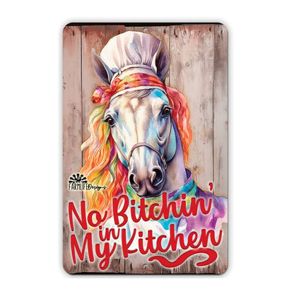 Horse Sign - Horse Chef - No Bitchin in My Kitchen - horse cooking, kitchen sign