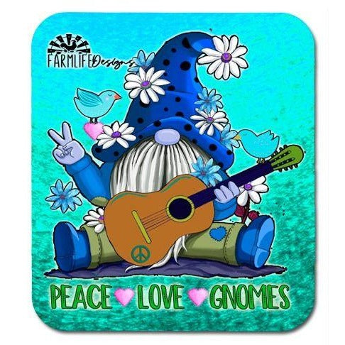 Hippie Gnome with Guitar Magnet - Peace Love Gnomes - Aluminum