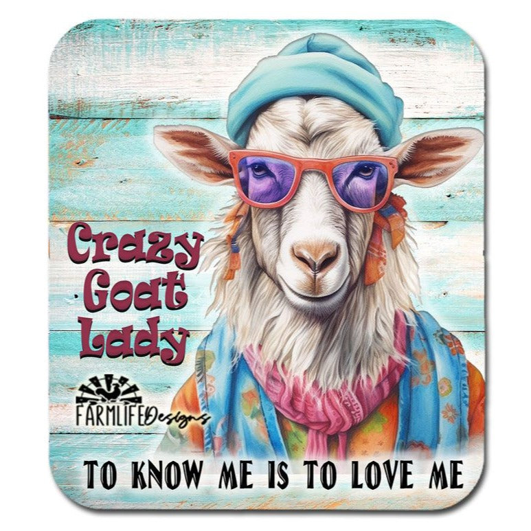 Crazy Goat Lady, 4"x4.5" aluminum magnet