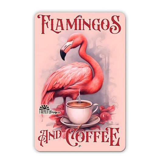 Coffee Bar Sign - Flamingos and Coffee, flamingo lover decor, coffee decor