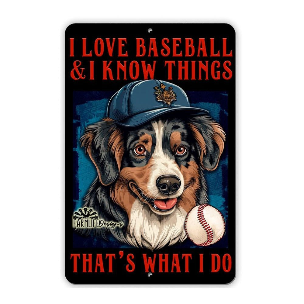 Australian Shepherd Baseball Sign 8"x12" Funny Handmade Aussie Dog Sign