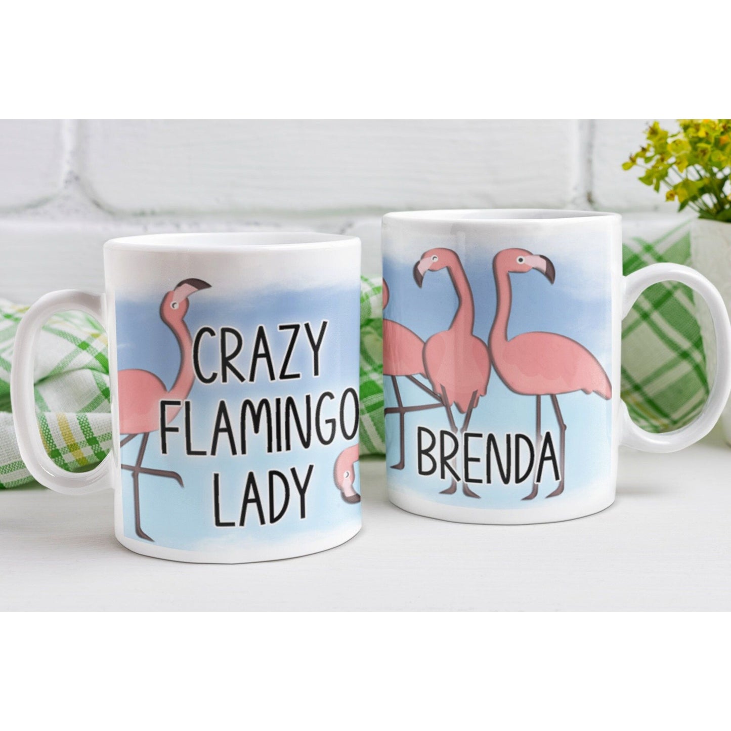 Personalized Crazy Flamingo Lady Ceramic Coffee Mug, your name mug, personalized mug, Flamingo lover mug, flamingo lady gift, flamingo mug